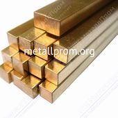 Латунный квадрат ГОСТ 2060-90, лмц58-2, Н,Д, L - 3 м, L - 6 м, d - 3,5 мм